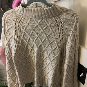 Women's Beige Cable Knit Sweater
